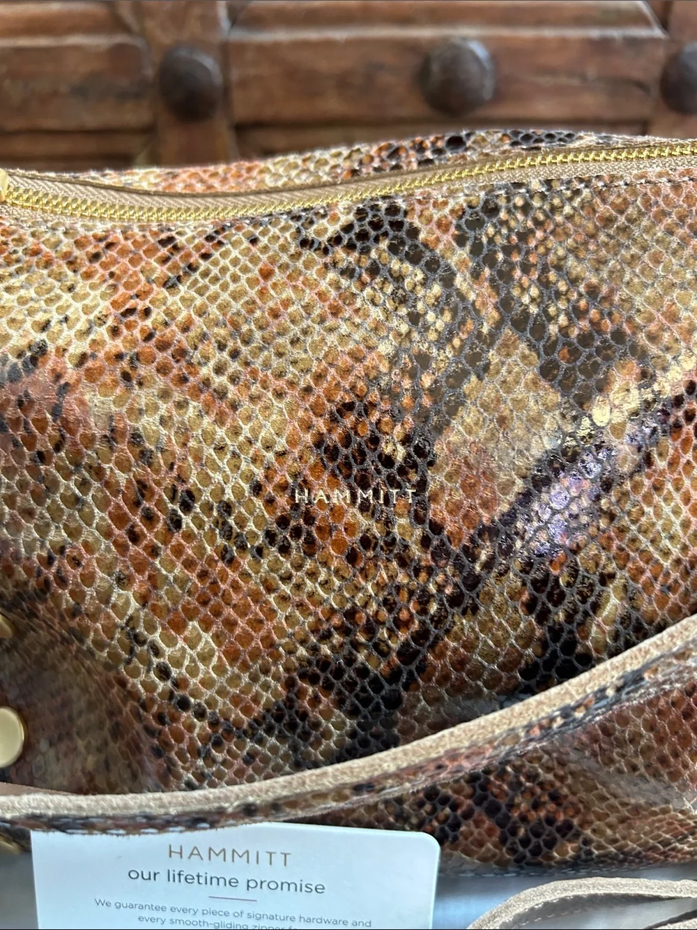 Hammitt Bryant Medium Shoulder Bag in Centerpiece Snake leather, NWT